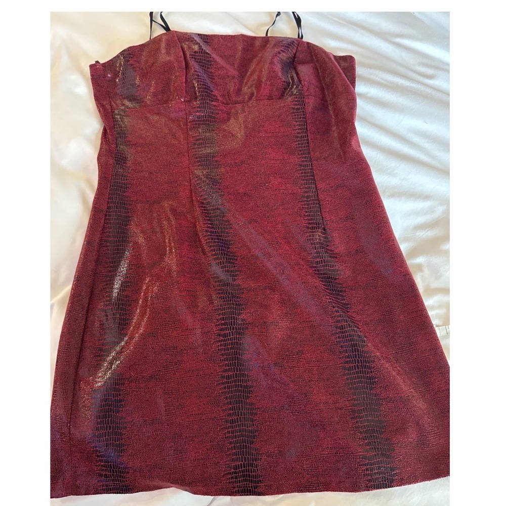 Vintage American Cruiser Red Snakeskin Metallic Bodycon Mini Dress Made USA